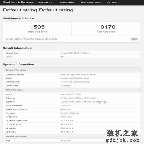 12代酷睿i7-12700跑分曝光，稍弱于5800X