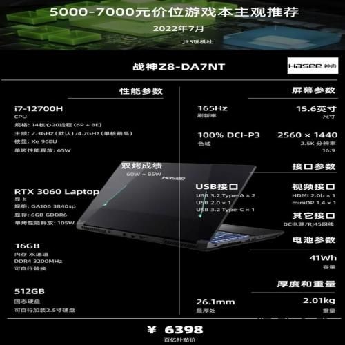 2022年7月 | 游戏笔记本电脑 主观选购推荐
