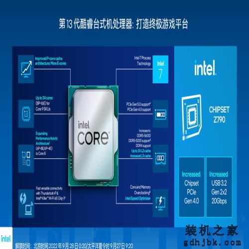 英特尔发布第13代酷睿处理器，酷睿i9-13900K具备24核心32线程