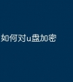 如何对u盘加密