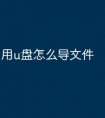 用u盘怎么导文件